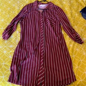 Maroon B&W striped button up